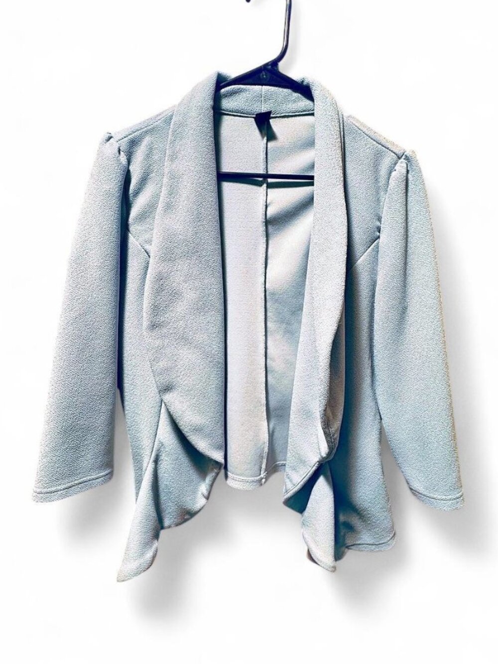 SHEIN LUNE Solid Open Front Blazer in Baby Blue , Size Large